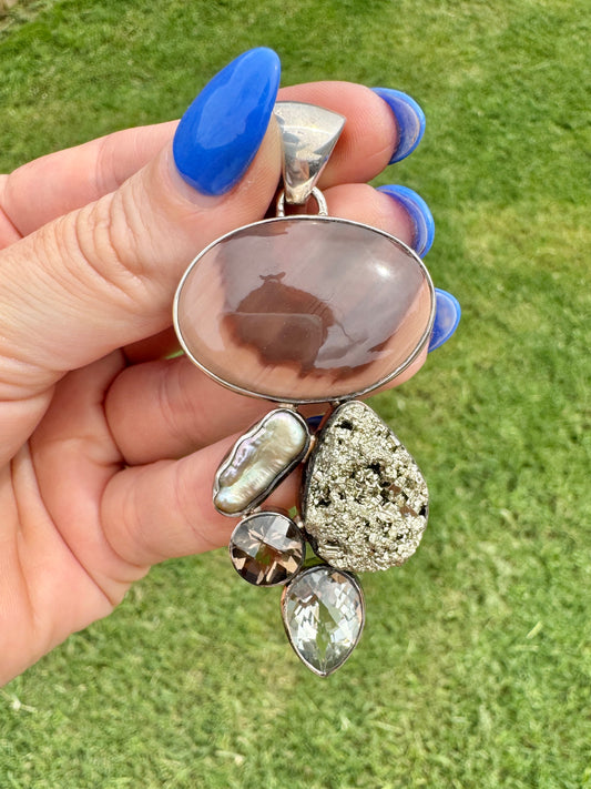 Sterling Silver Multi-Stone Fashion Pendant