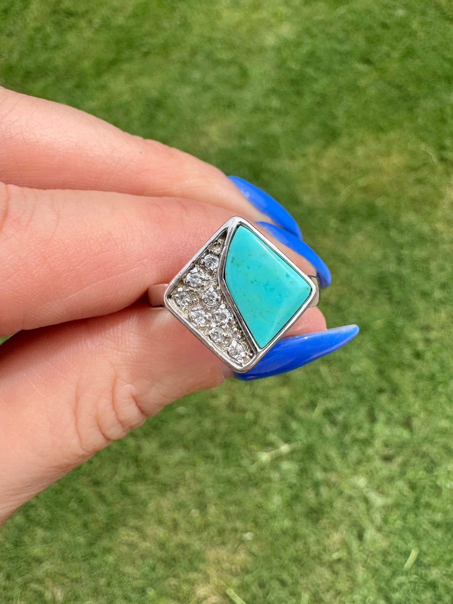 Sterling Silver Turquoise and CZ Ring