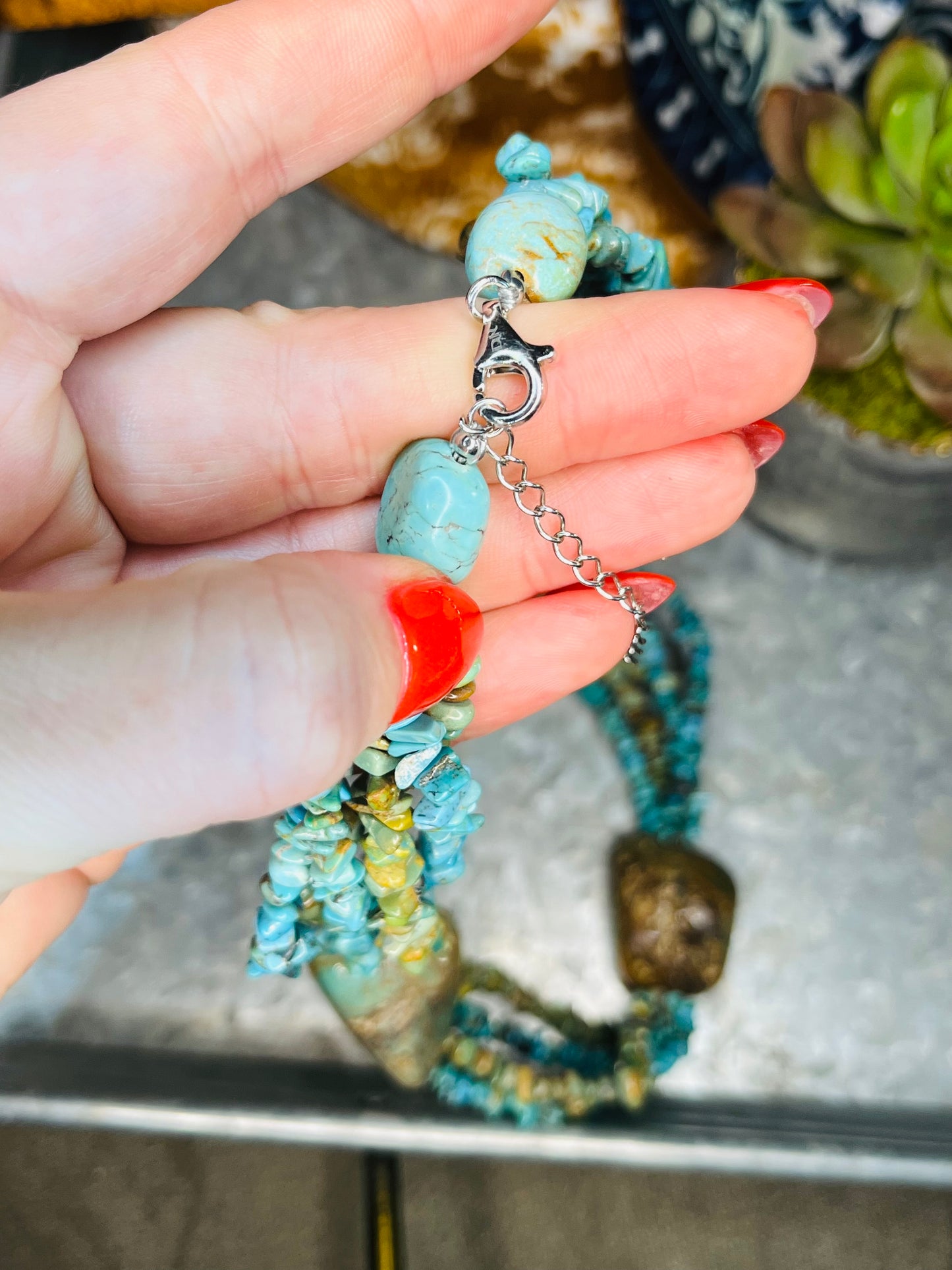 Chunky Turquoise Bead Necklace