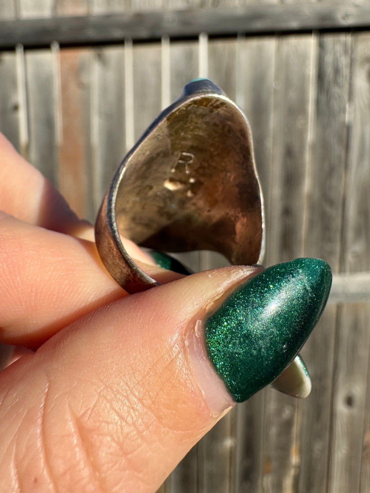 Vintage Sterling Silver Signed Turquoise Ring