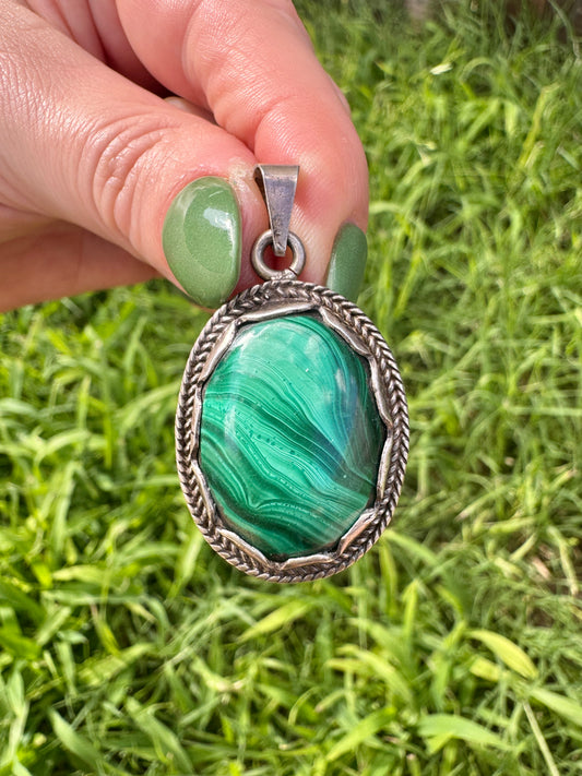 Sterling Silver Malachite Pendant