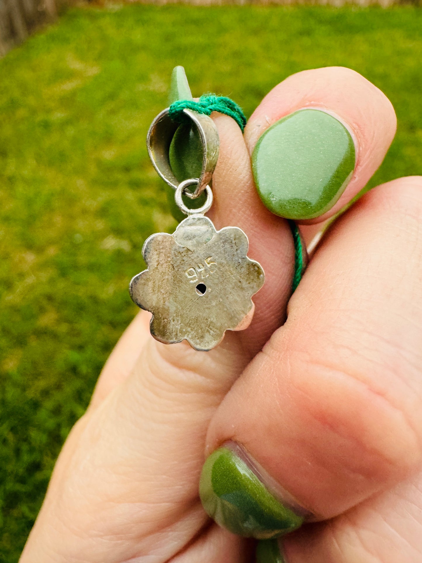 Sterling Turquoise Flower Charm Pendant