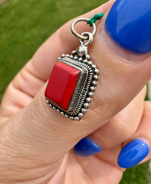 Sterling Silver Coral Charm Pendant