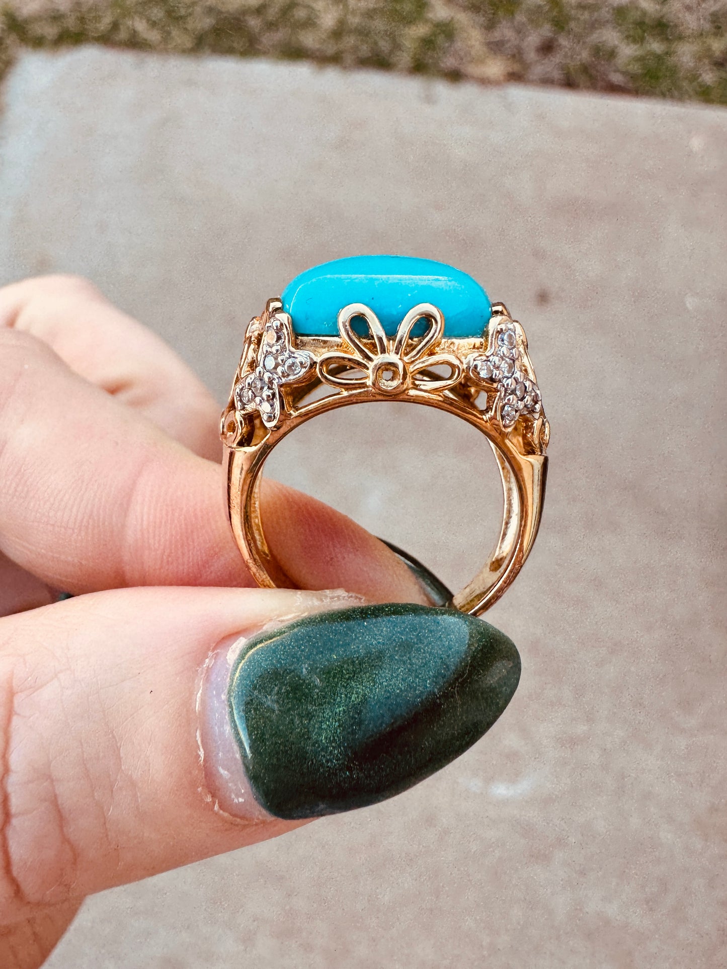 Sterling Silver Gold Plated Turquoise Ring