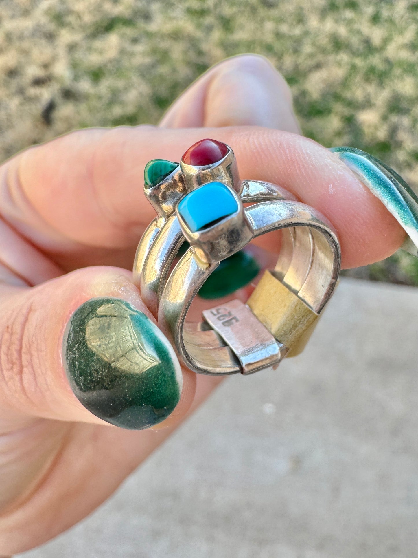 Triple Sterling Silver Multi-Stone Ring