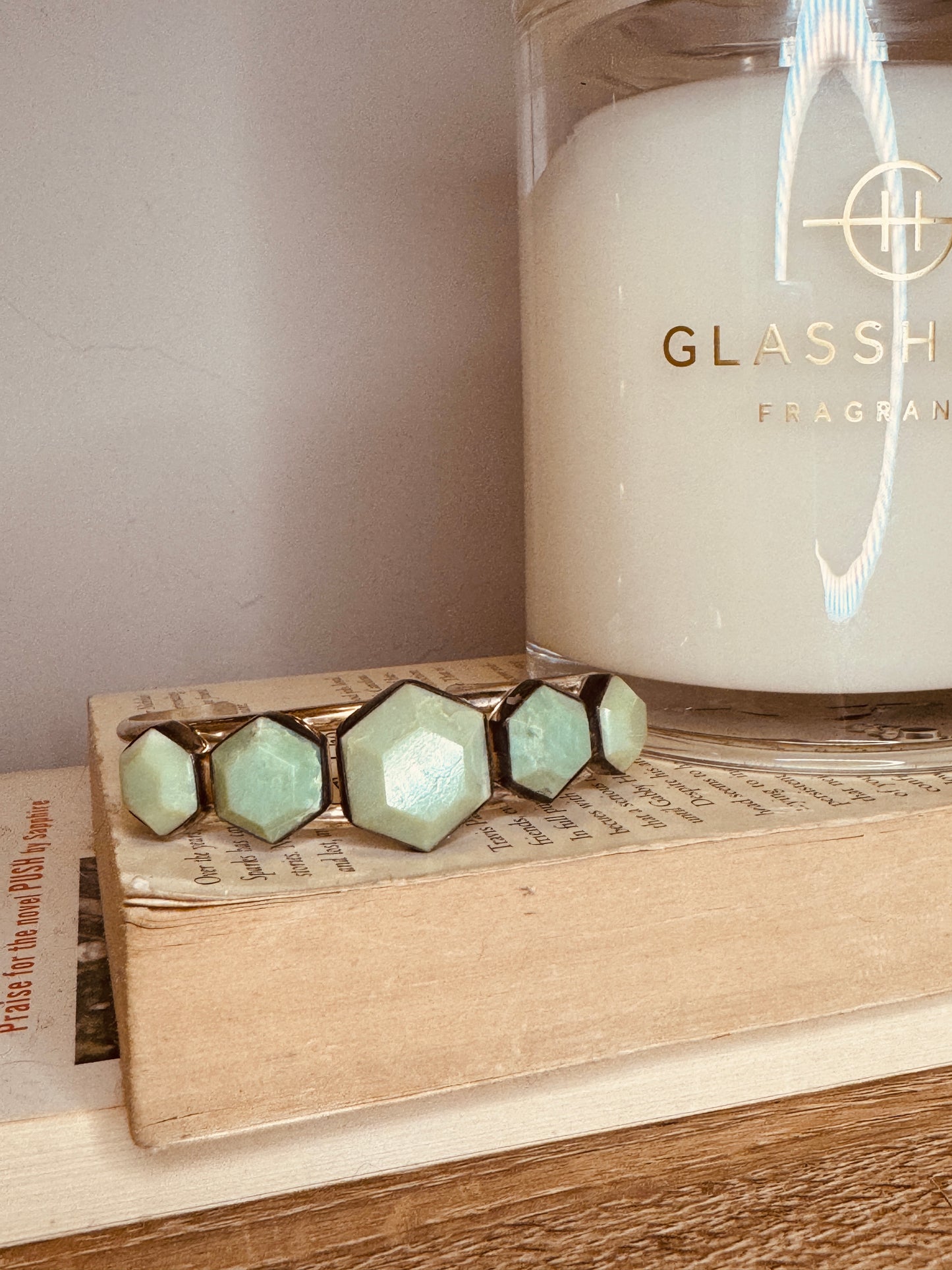 Sterling Silver Green Agate Cuff Bracelet
