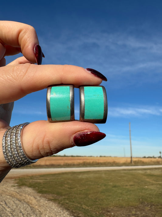 Sterling Inlay Turquoise Stud Earrings