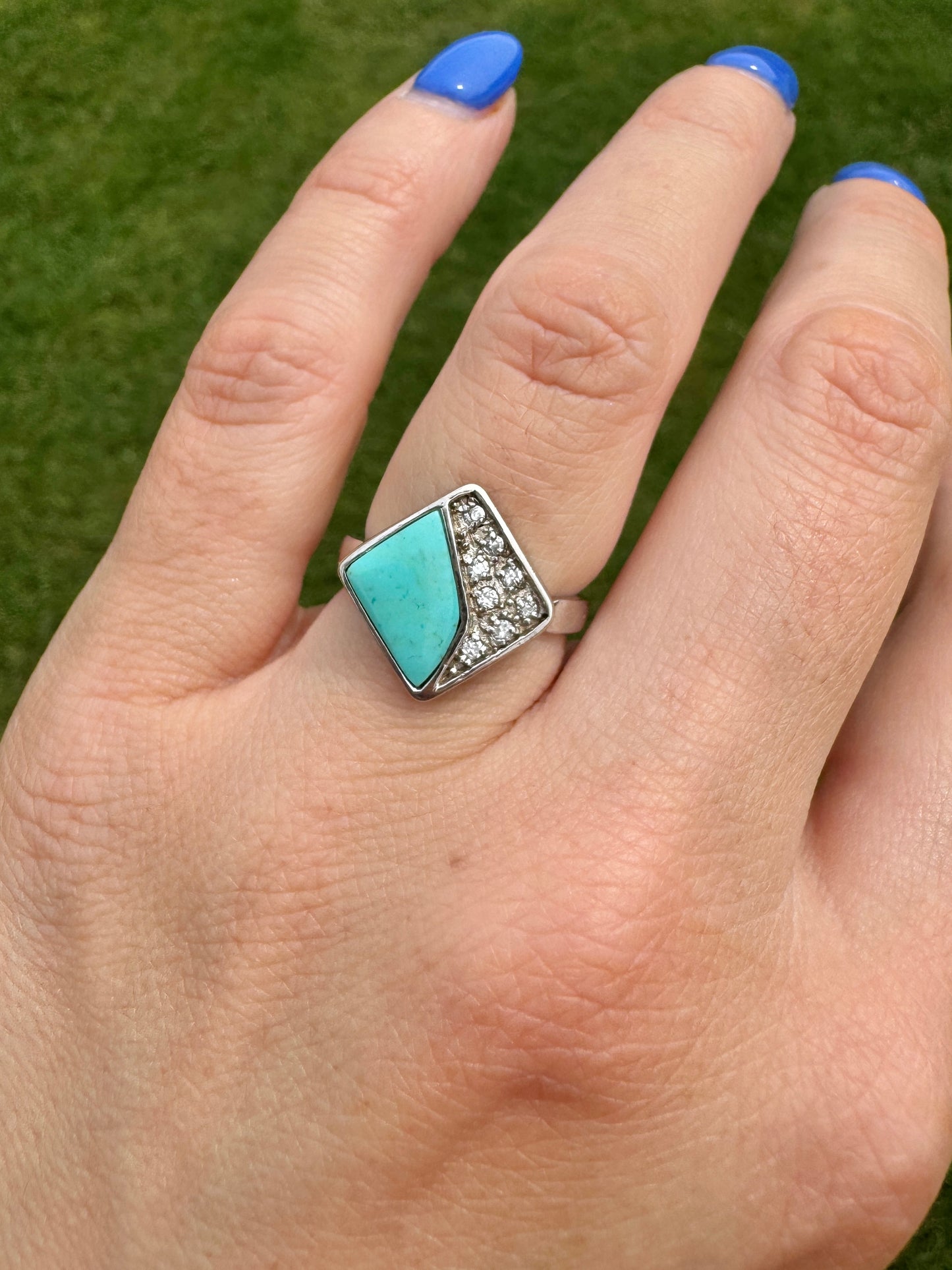 Sterling Silver Turquoise and CZ Ring