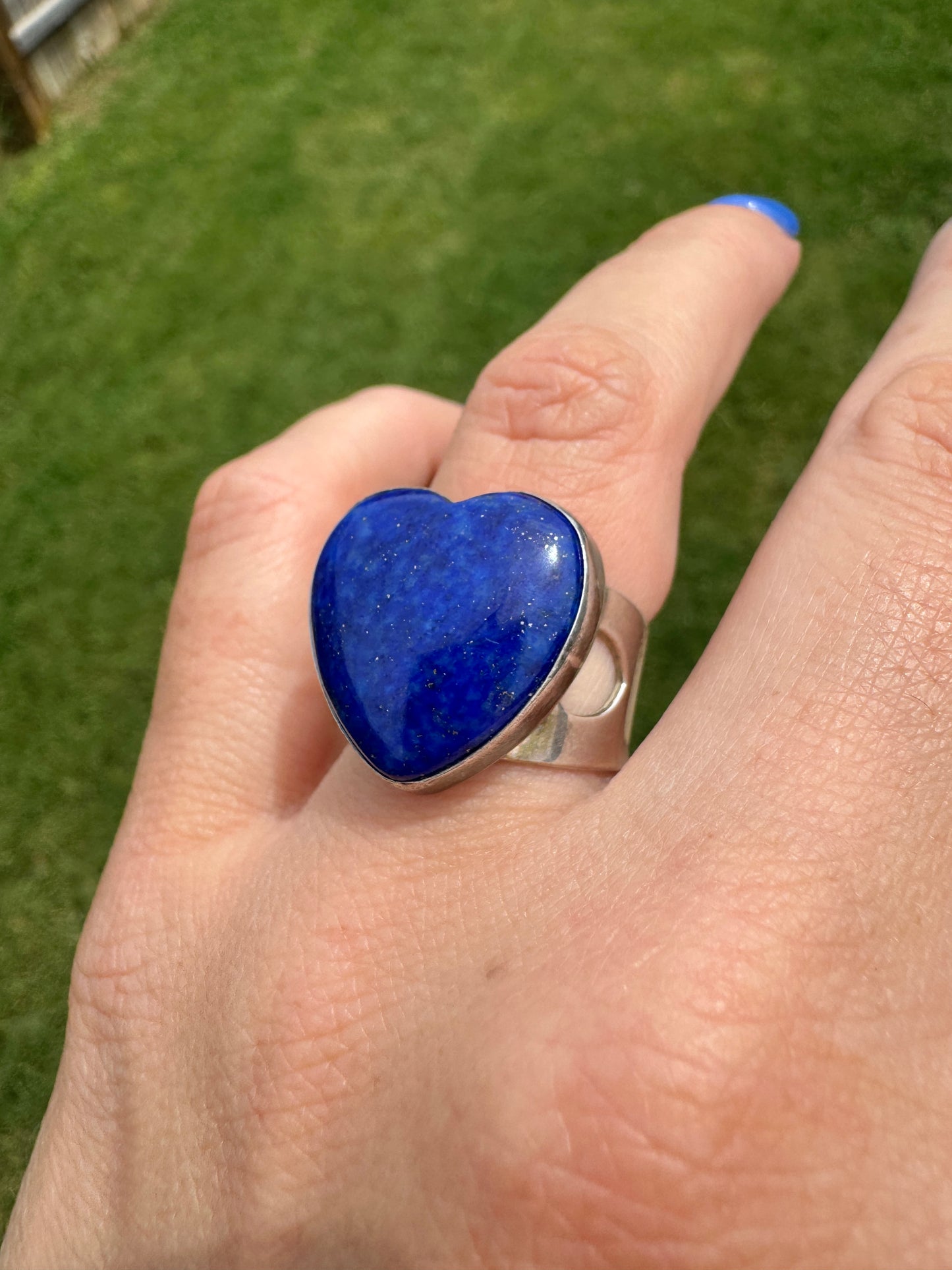 Vintage Sterling Silver Blue Lapis Heart Ring