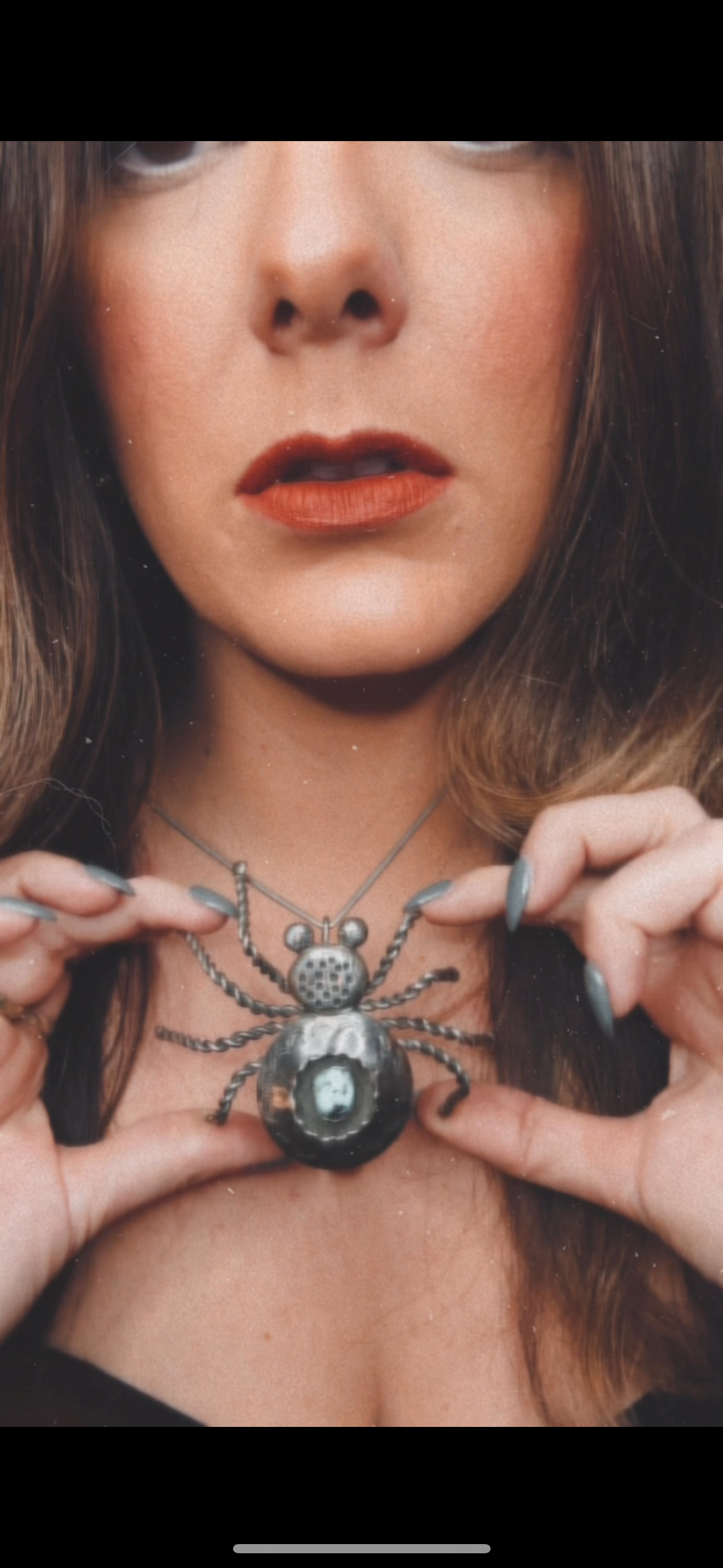Large Vintage Sterling and Turquoise Spider Pendant Native American