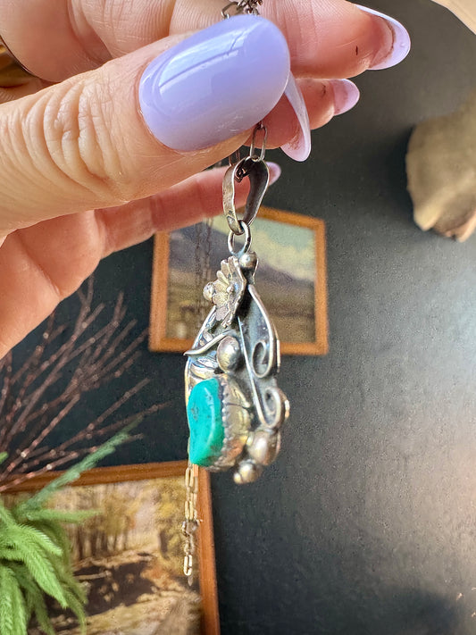 Vintage Sterling Turquoise Signed Necklace
