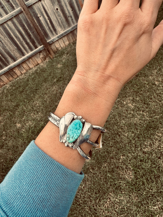 Vintage Sterling Silver Turquoise Cuff
