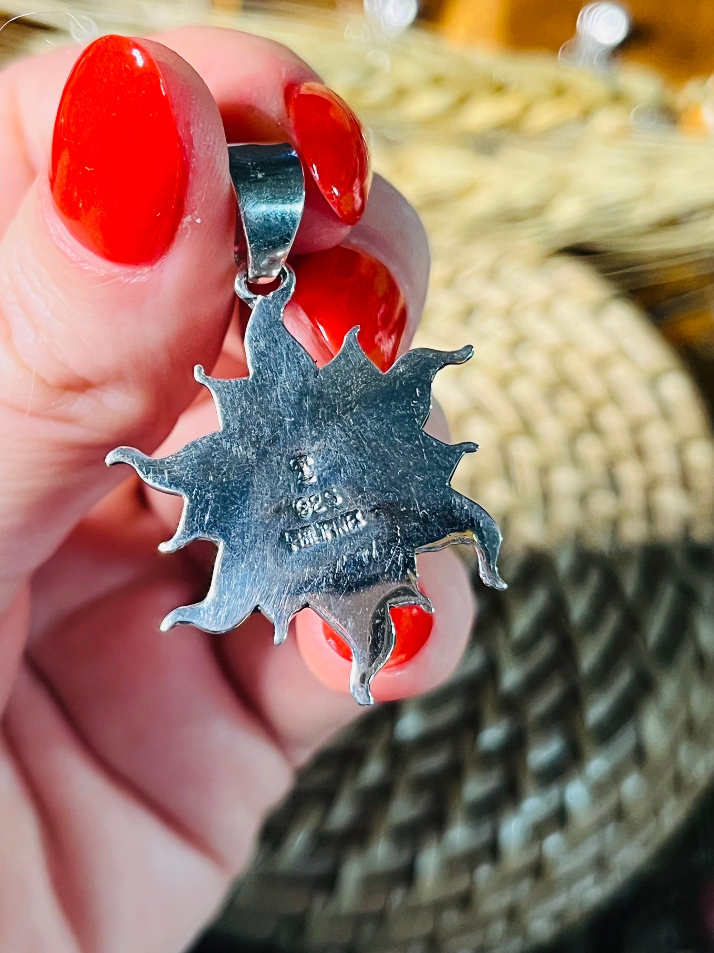 Sterling Silver Multi-Stone Sun Pendant