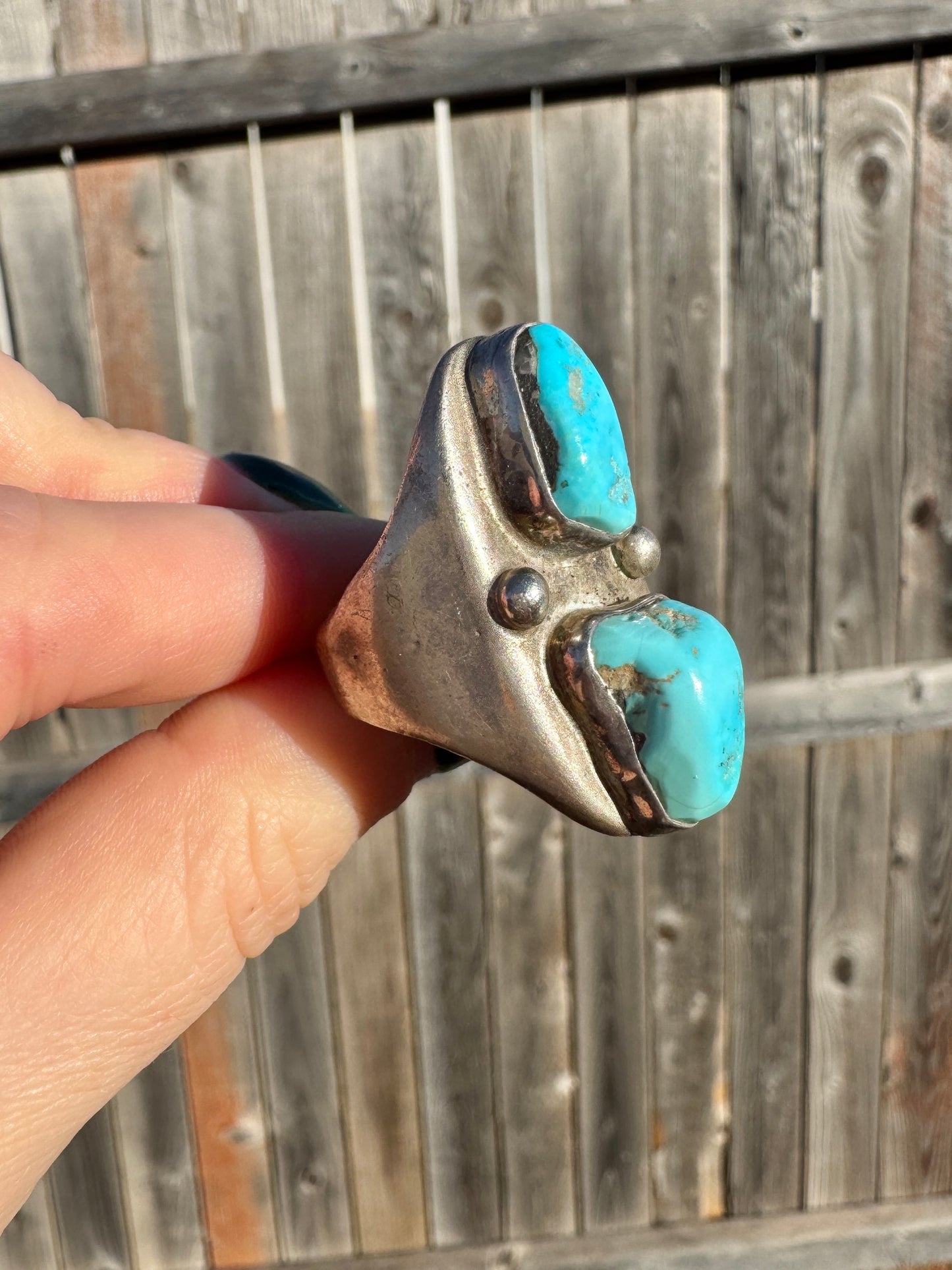 Vintage Sterling Silver Signed Turquoise Ring