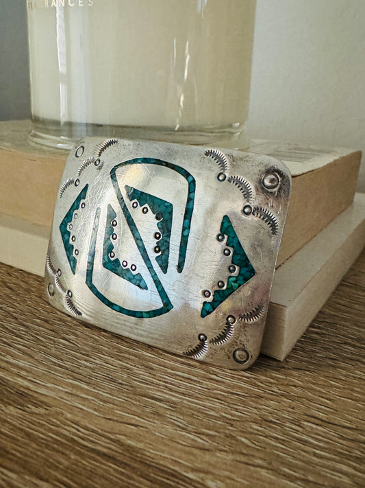 Vintage Sterling and Turquoise Belt Buckle