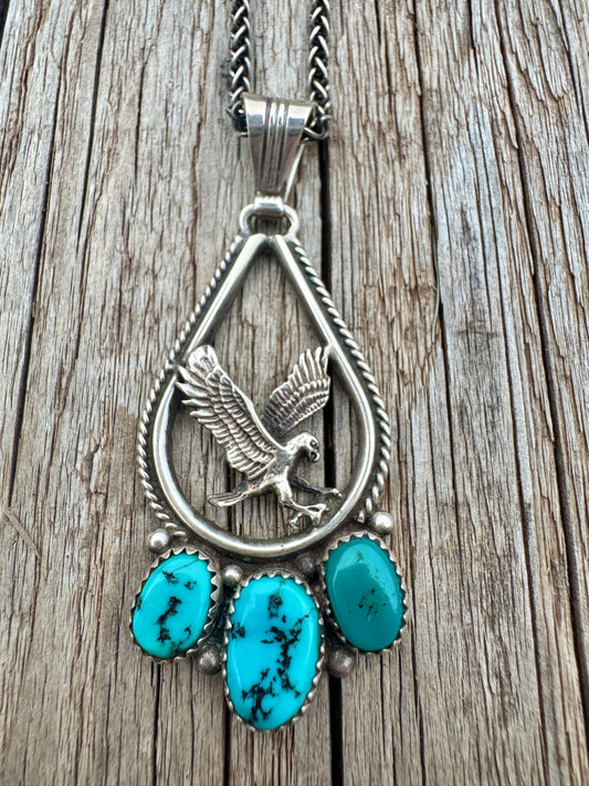 Sterling Silver Turquoise Eagle Necklace