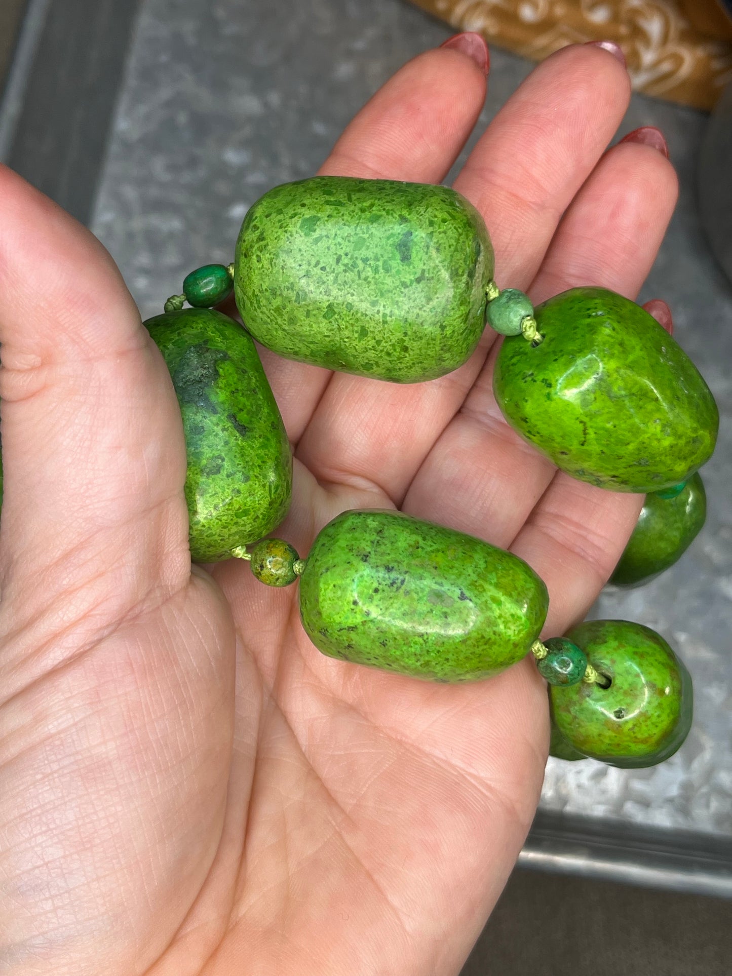 Chunky Green Bead Statement Necklace