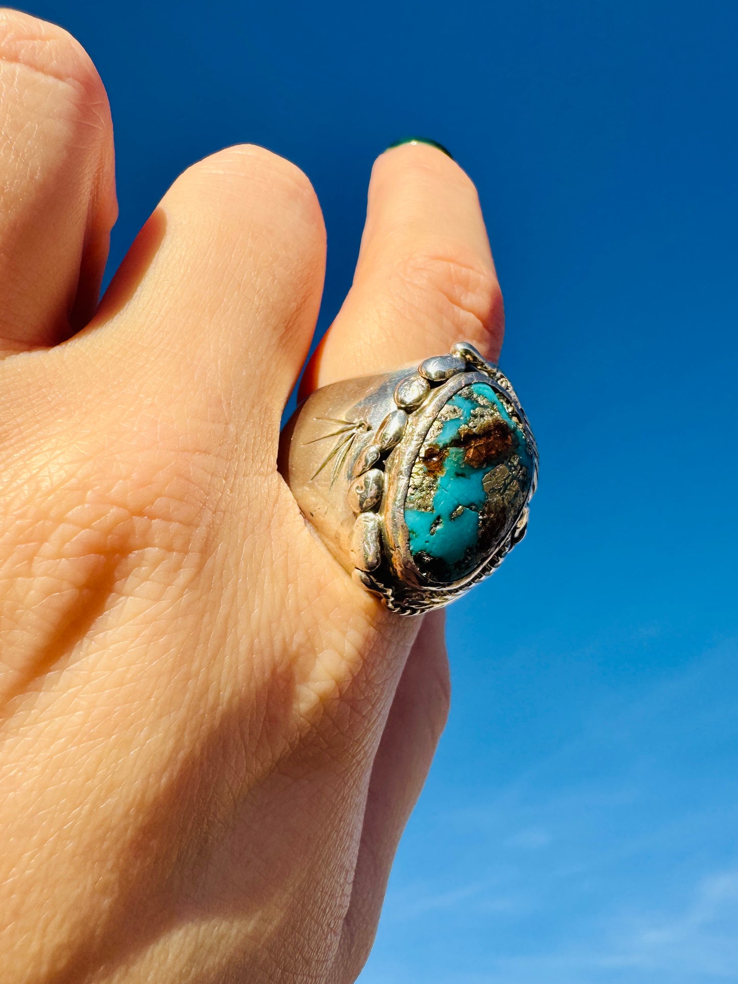 Vintage Sterling Silver Sonoran Gold Turquoise Ring