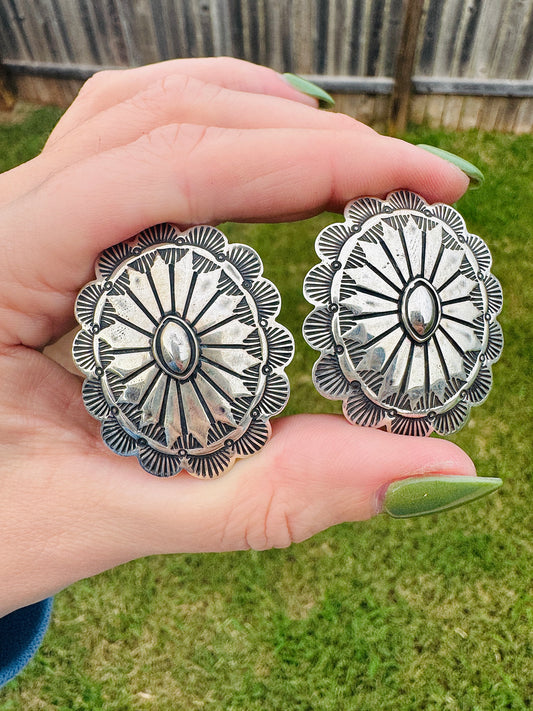 Vintage Sterling Silver Conch Earrings