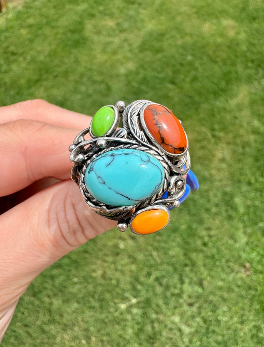 Sterling Silver Multi-Stone Turquoise Nest Ring