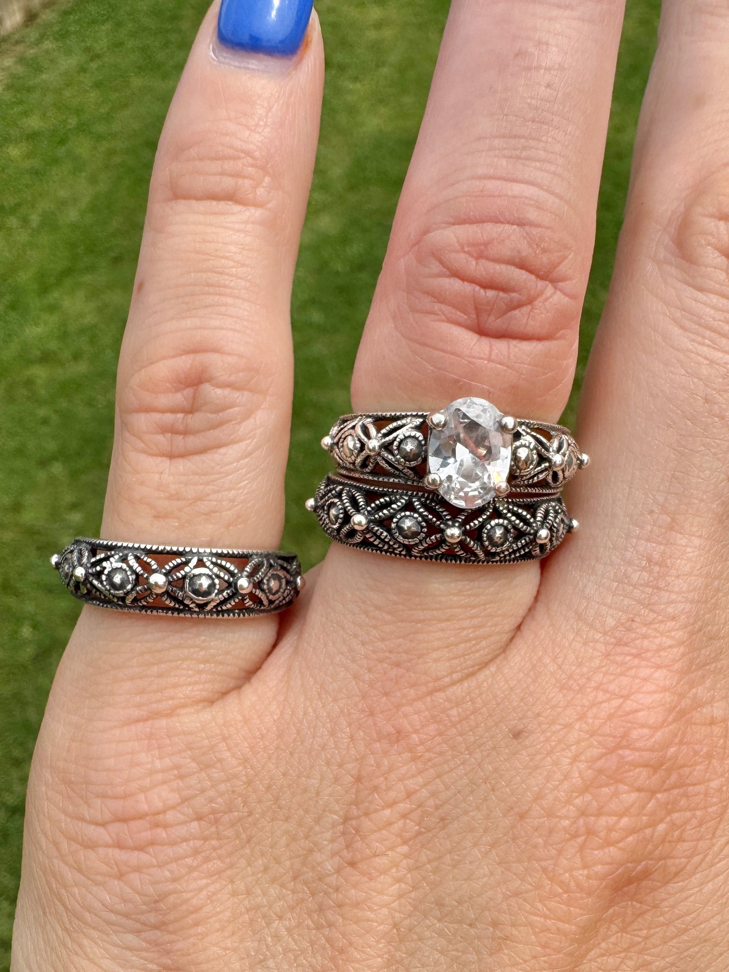 Southwestern Sterling and CZ Matching Ring Set
