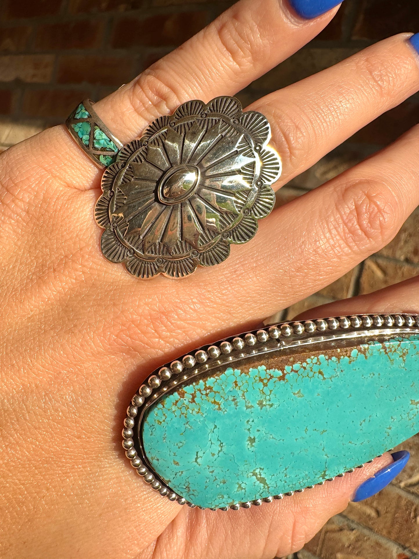 AMAZING Large Sterling Silver Turquoise Slab Ring