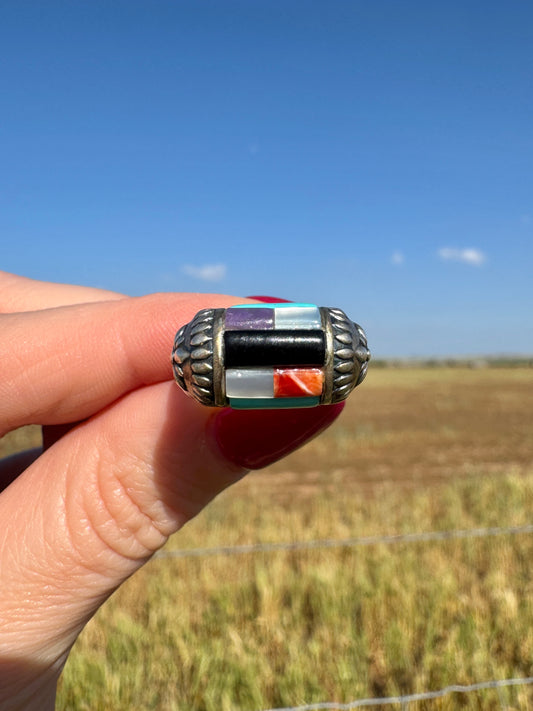 Handmade Sterling Multi-Stone Dome Ring