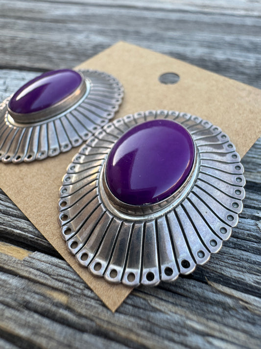 Sterling Silver Purple Turquoise Earrings