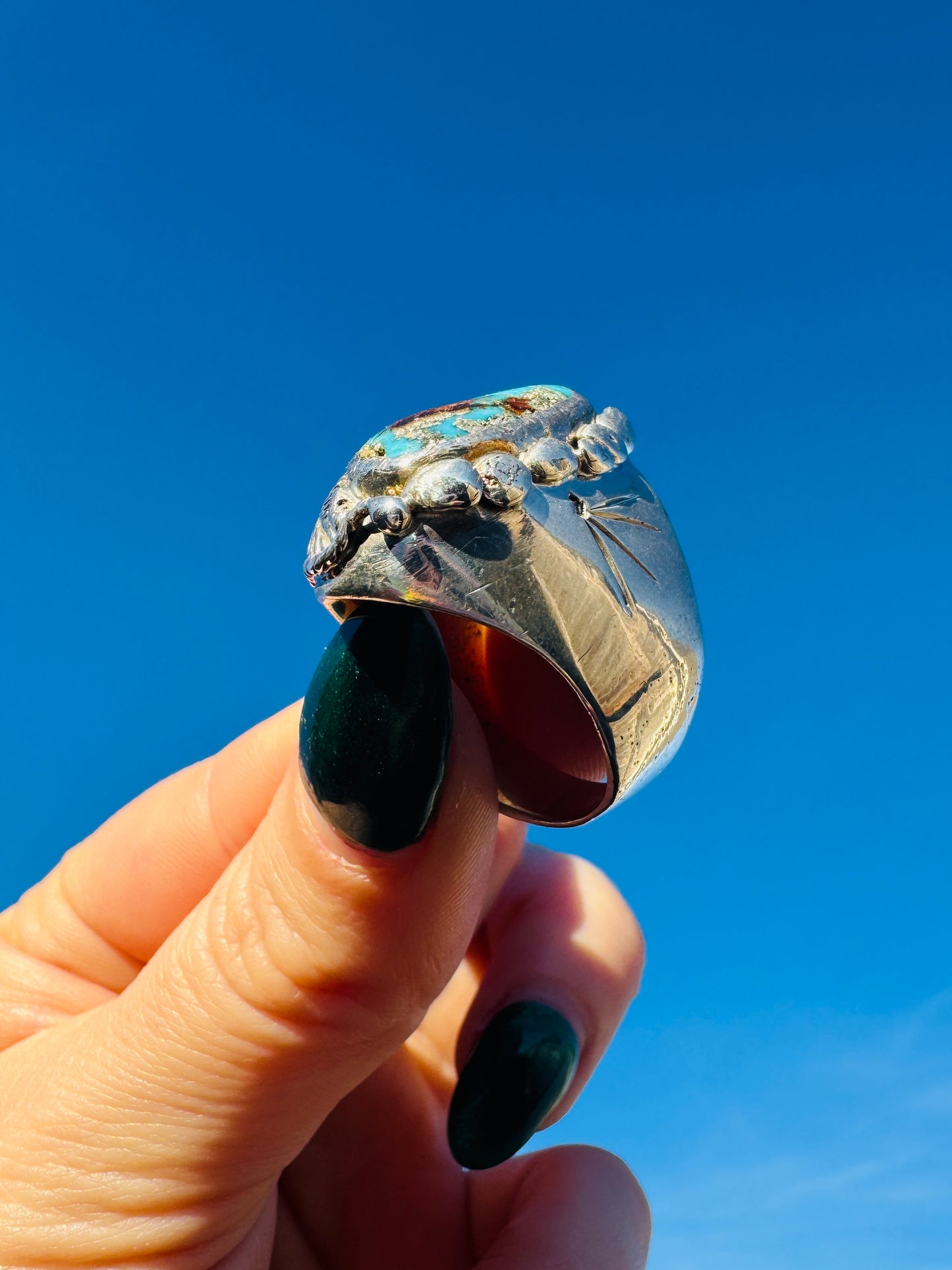 Vintage Sterling Silver Sonoran Gold Turquoise Ring