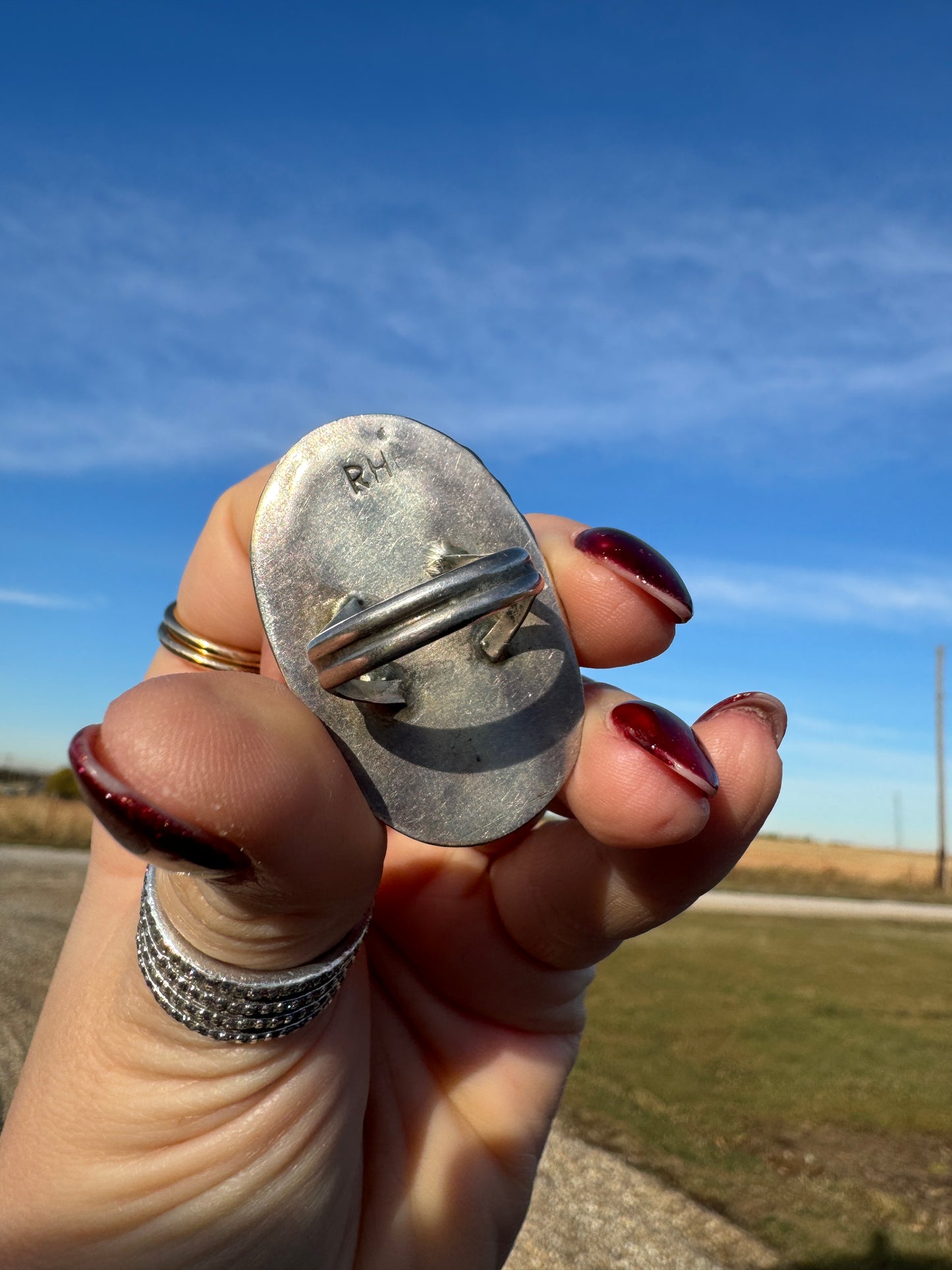 Native American Sterling Dancer Ring signed by artist