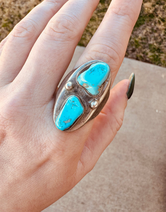 Vintage Sterling Silver Signed Turquoise Ring