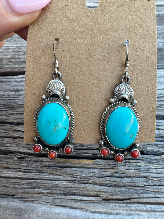 Vintage Sterling Turquoise and Coral