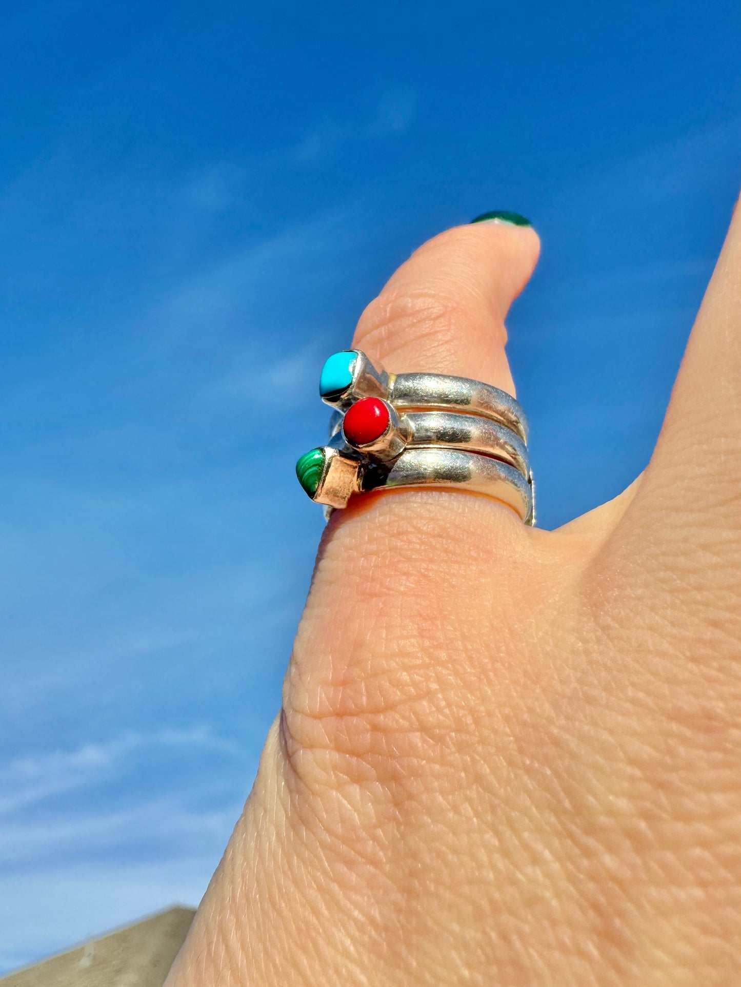 Triple Sterling Silver Multi-Stone Ring