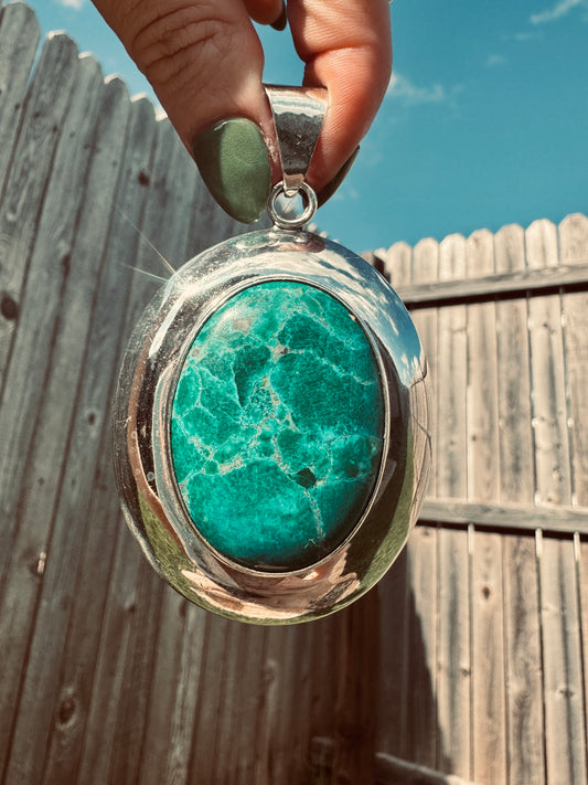 Large Sterling Silver Turquoise Pendant