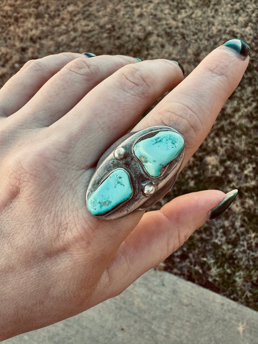 Vintage Sterling Silver Signed Turquoise Ring