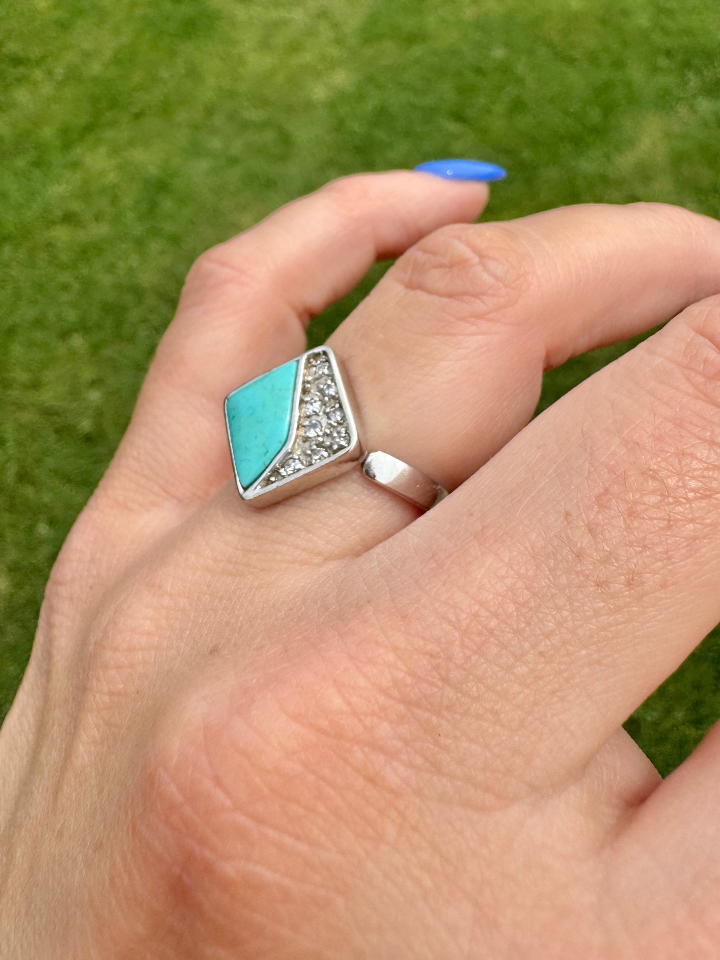 Sterling Silver Turquoise and CZ Ring