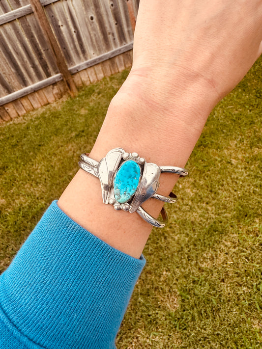 Vintage Sterling Silver Turquoise Cuff