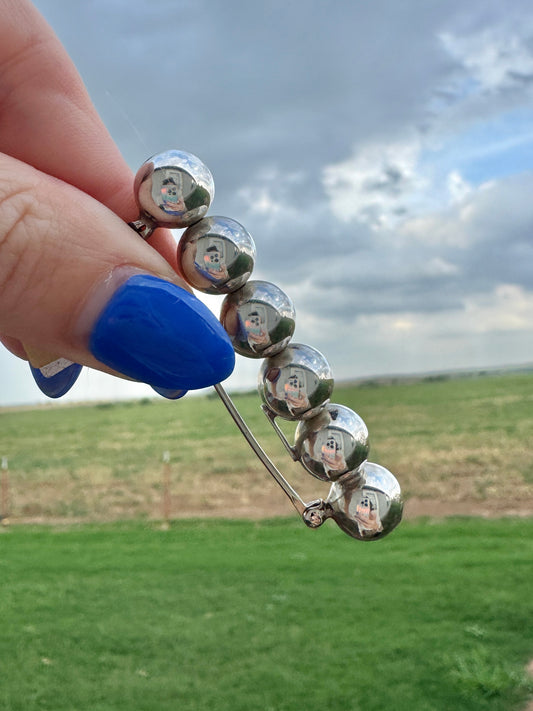 Sterling Silver Signed Bead Pin Brooch mo