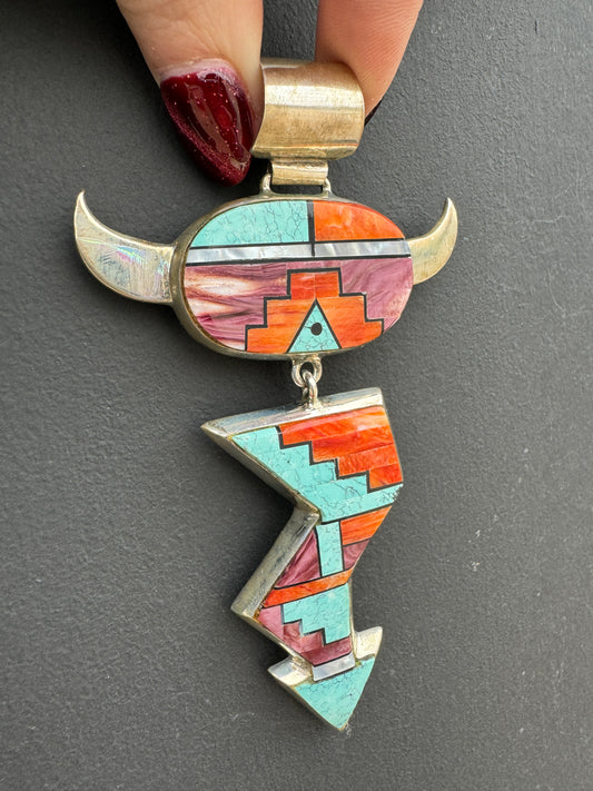 AMAZING Sterling Navajo Handmade and signed Alvin Yellowhorse Creations Pendant