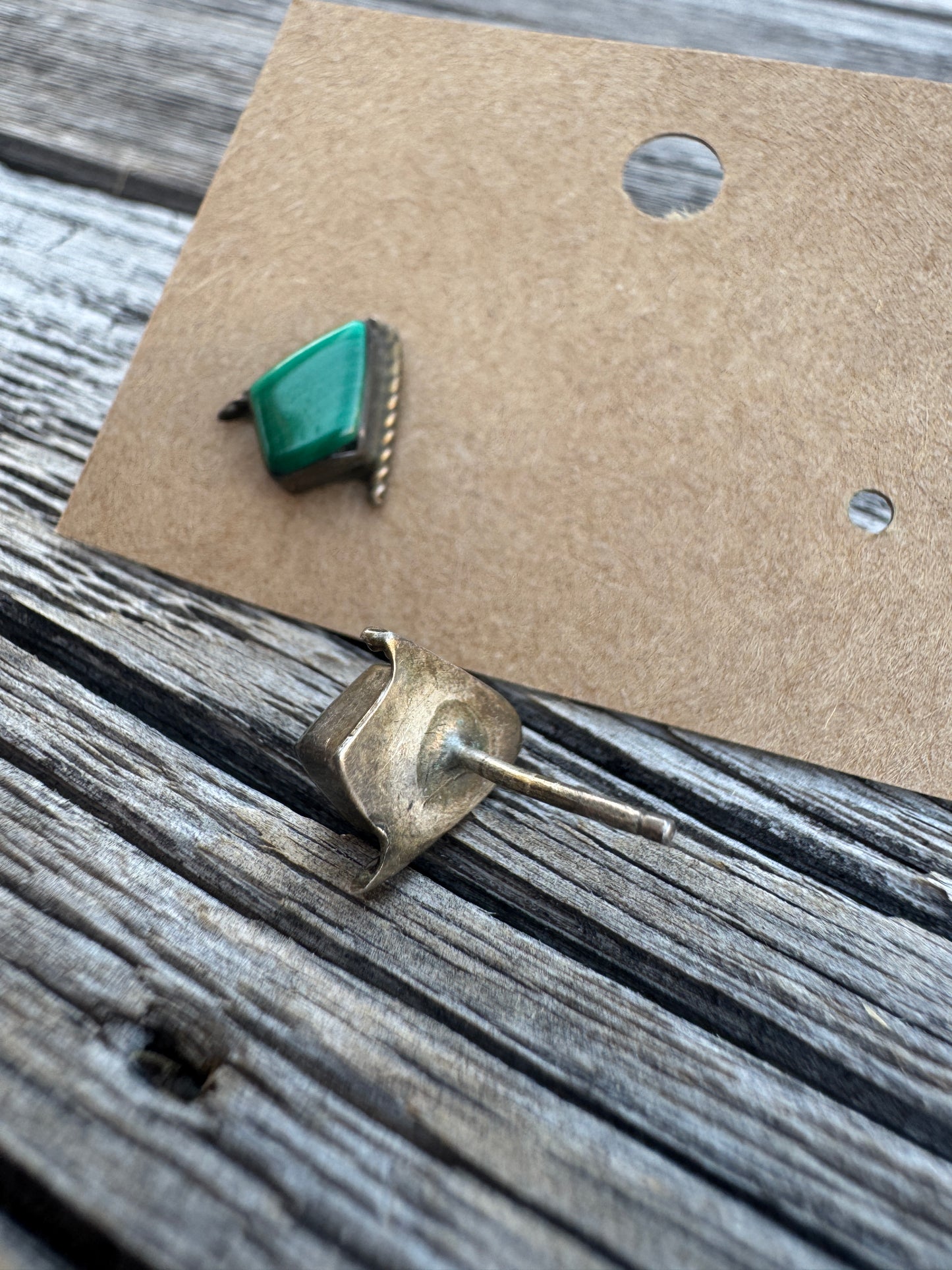 Vintage Sterling Silver Malachite Stud Earrings