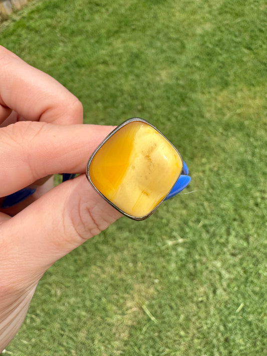 Vintage Sterling Agate Ring