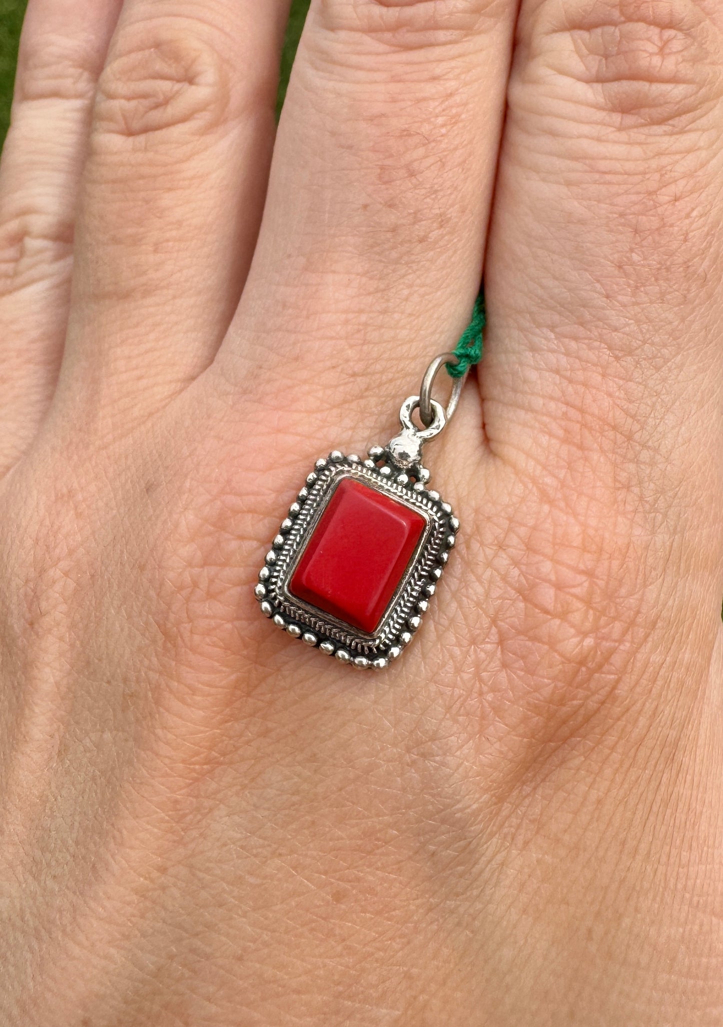 Sterling Silver Coral Charm Pendant