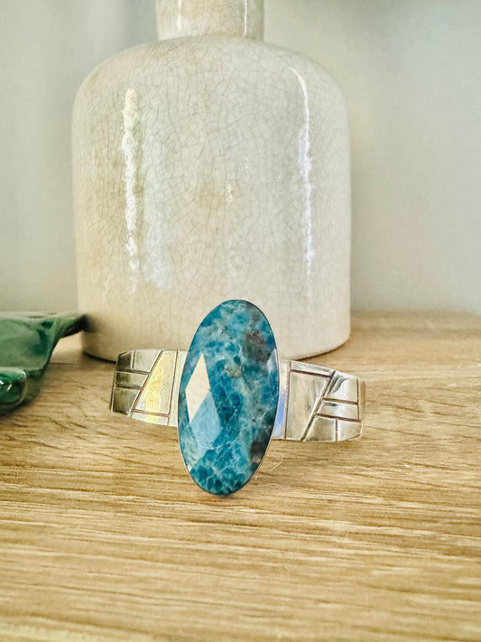 Sterling Silver Blue Agate Cuff Bracelet