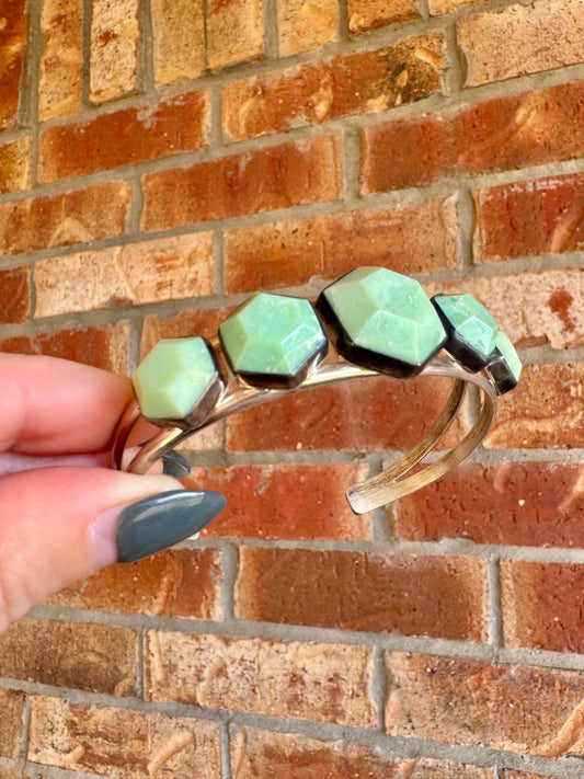 Sterling Silver Green Agate Cuff Bracelet