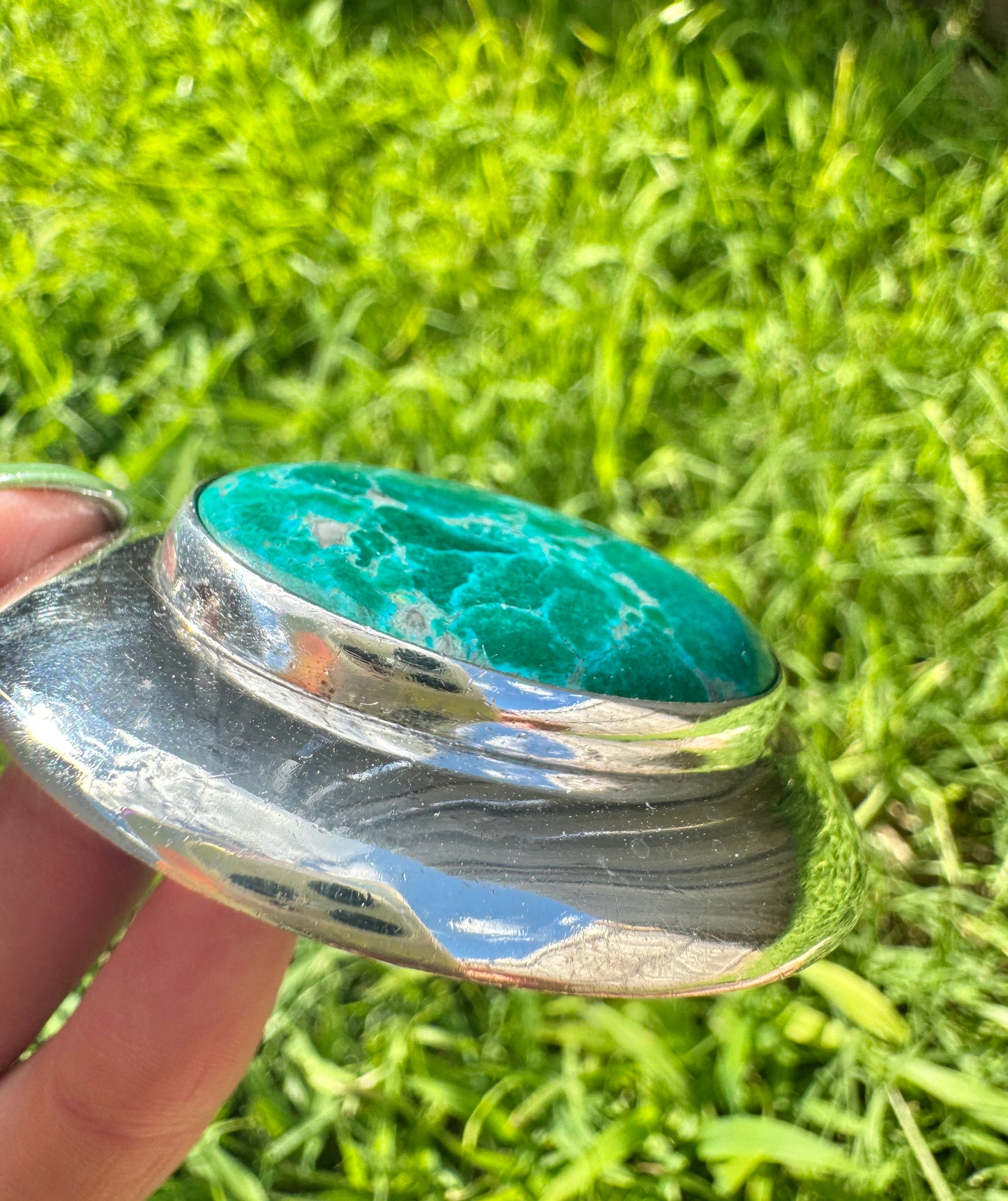 Large Sterling Silver Turquoise Pendant