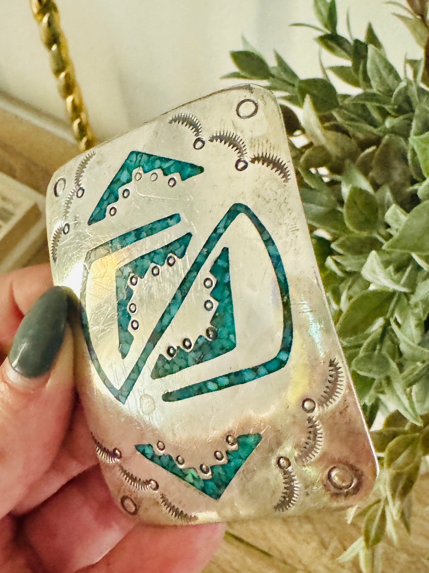 Vintage Sterling and Turquoise Belt Buckle