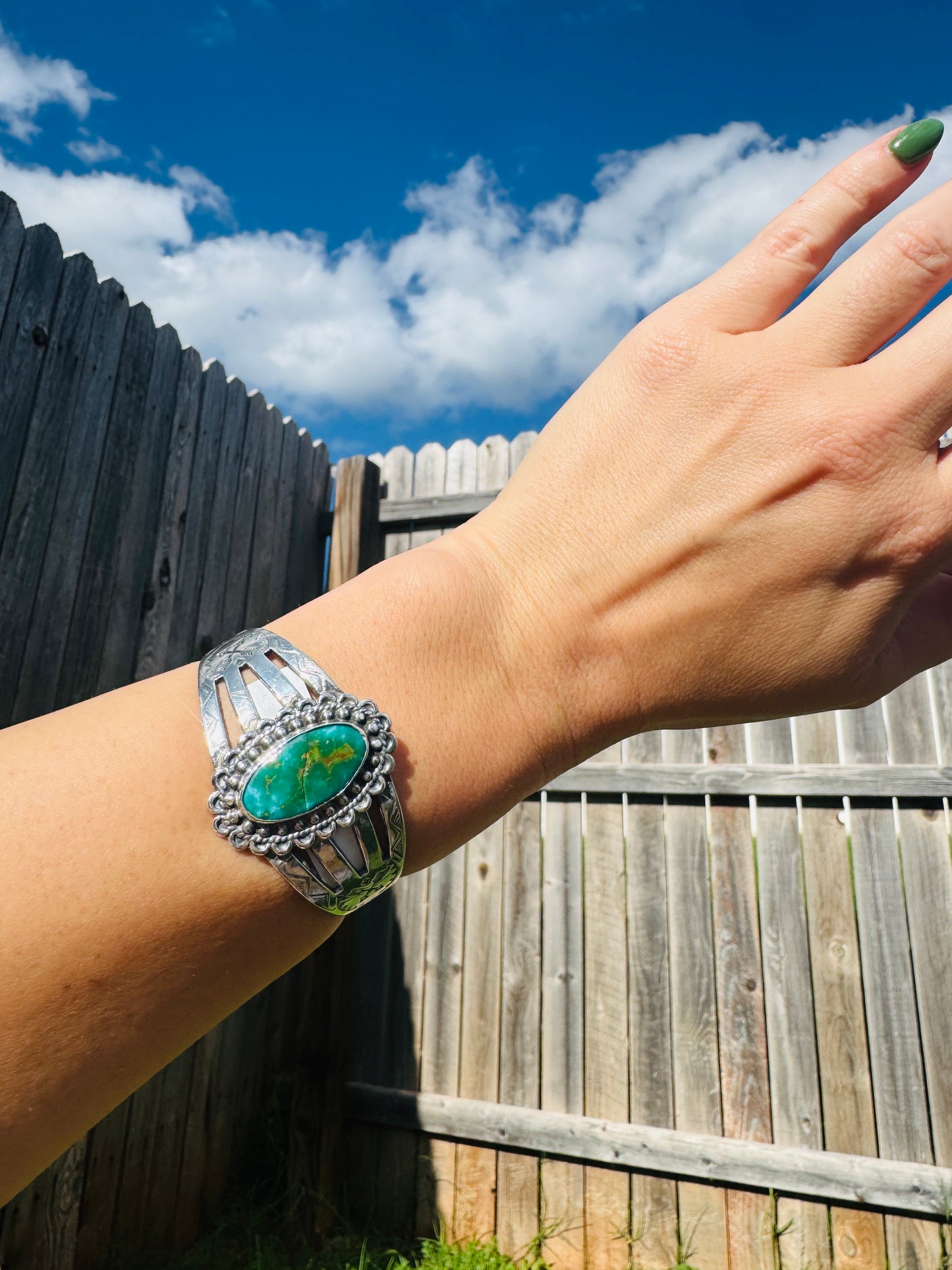 Vintage Sterling Silver Turquoise Cuff Bracelet