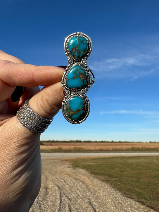 Sterling Silver Triple Turquoise Ring