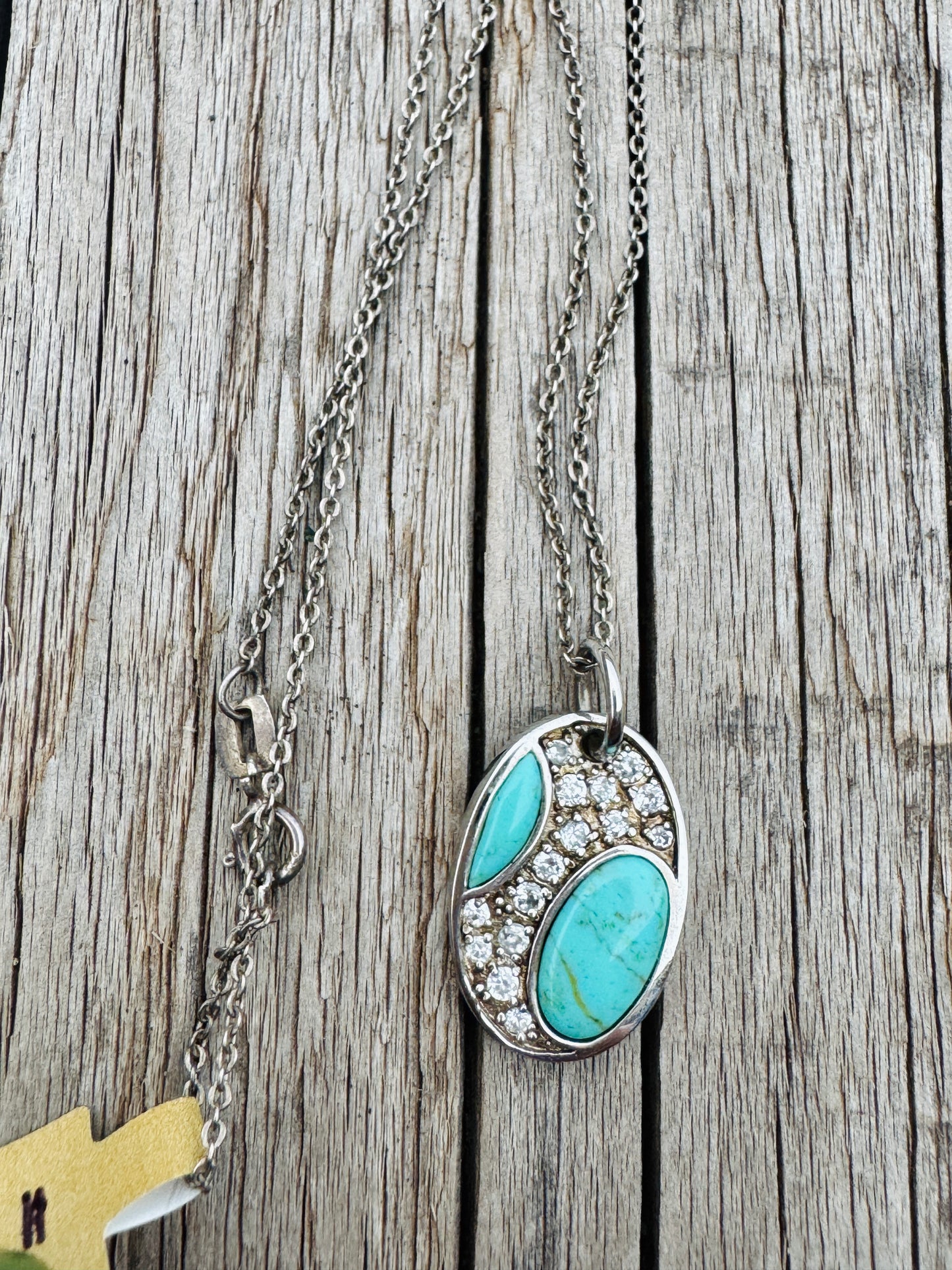 Sterling Silver Turquoise and CZ Necklace