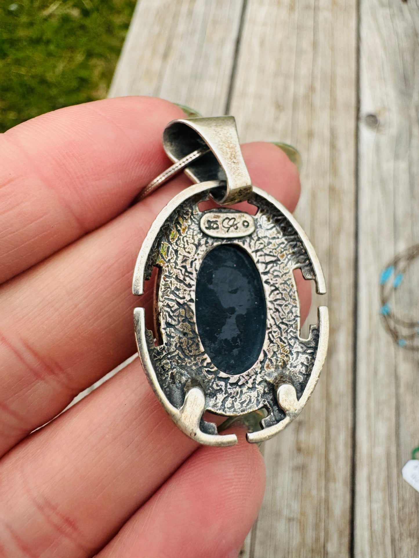 Vintage Sterling Silver Multi-Stone Inlay Necklace